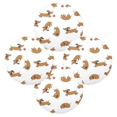 Imagem de Wassud Jogo americano conjunto de 4 tapetes de mesa redondos divertidos para cozinha e jantar tapetes laváveis resistentes ao calor para decoração de mesa 39 cm