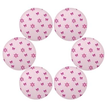 Imagem de Wassud Jogo americano conjunto de 6 tapetes redondos de flocos de neve para cozinha e jantar tapetes laváveis resistentes ao calor para decoração de mesa 39 cm