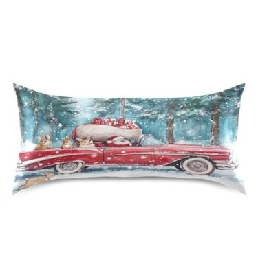 Imagem de Blueangle Fronha de cetim de carro vermelho vintage para cabelo e pele, fronha de seda, tamanho king (50,8 x 101,6 cm) - fronhas de cetim com fecho de envelope (976)