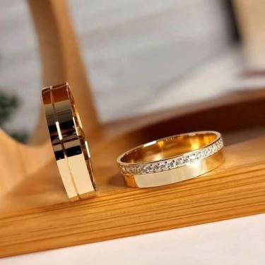 Imagem de Par de Alianças de Moedas Antigasv5mm com Pedras - Comparotto Joias