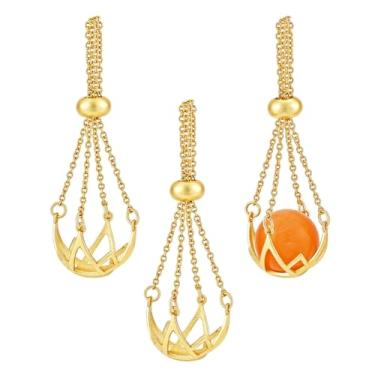 Imagem de PH PandaHall 3 unidades de pingente de gaiola de pérola de latão, pingente de gaiolas de pérola de filigrana dourada, pingente oco aberto em forma de gota, suporte de pedra de lágrima, pingentes de