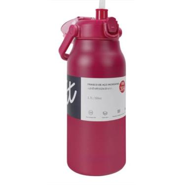 Imagem de Garrafa Térmica de água 1700ml Grande Capacidade Aço Inox Isolado Cup de Academia (Vermelho 1700ML)