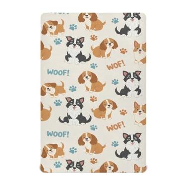 Imagem de SEHANY Lençol de berço de cachorro fofo para meninos e meninas, macio, respirável, elástico, lençol com elástico padrão para bebês de 71 x 132 cm