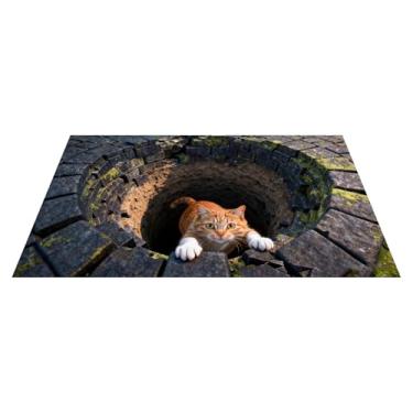 Imagem de Tapete de porta da frente, decoração fácil de limpar, tapete de área de ilusão óptica com orifício 3D, para casa de hóspedes, dormitório, apartamento, estudo, família, reunião de inauguração