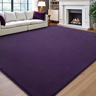 Imagem de Vasofe Tapetes roxos de 15 x 23 cm para quarto, tapete super macio para sala de estar, tapete de espuma viscoelástica espesso de pelo baixo, tapetes laváveis antiderrapantes para quarto de crianças