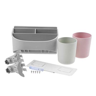 Imagem de SIWOTED Compact Toothbrush Rack Multi funcional Banheiro Organizador Suporte de armazenamento para barbeador cosmético (2 xícara)