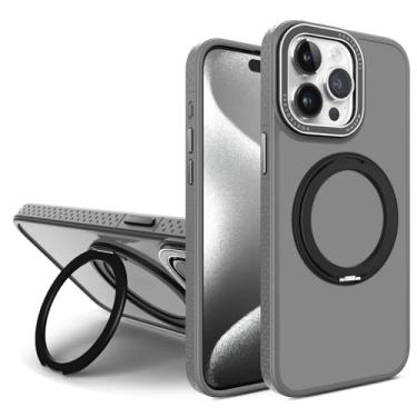 Imagem de ZYDADA Capa magnética para iPhone 15 Pro Max/15 Plus/15 Pro/15, capa de suporte de anel invisível, capa ultrafina de borda macia à prova de choques
