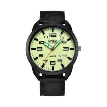 Imagem de Relógio Casual Masculino Preto Com Movimento Quartz, Pulseira De Couro