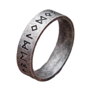Imagem de Anel Unissex Retrô Viking Odin Com Letras Em Aço Inoxidável 316L  Joia