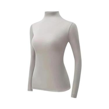 Imagem de Camiseta Térmica Feminina De Manga Longa Com Alta Elasticidade E Gola 