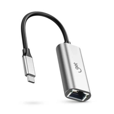 Imagem de Cabo Adaptador USB-C para RJ45 Get Giga Ethernet 10/100/1000Mbps 18,5c