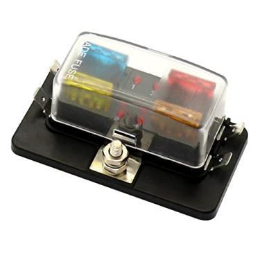 Imagem de Acouto Caixa de Fusíveis de Lâmina de 4 Vias Com Indicador LED Suporte de Bloco de Fusíveis de 4 Circuitos para Carro Barco Caravana Marinha 12V 24V Fiação de Parafuso Tampa