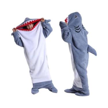 Imagem de Macacão Feminino Verde Com Capuz De Desenho Animado De Tubarão, Macacã