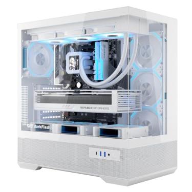Imagem de LAND451 ATX Capa de PC com plugue traseiro tipo C, branca, com 1 ventilador branco INF34, ARGB, PWM