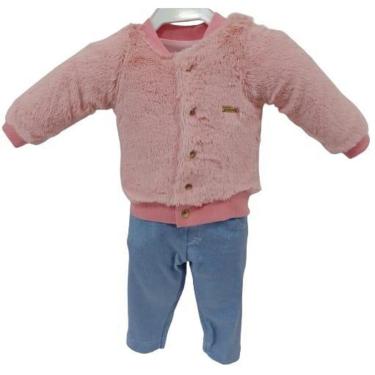Imagem de Conjunto Luxo Casaco Pelo + Calça Bebê Menina Paraiso 13039-Feminino