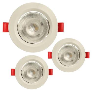 Imagem de Kit 3 Spot 6500K 5W LED Redondo Luz Branco Frio Bivolt Embutir Direcio