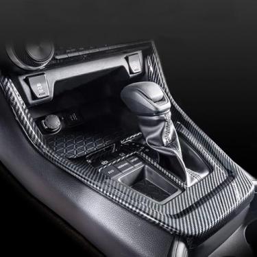 Imagem de Console central de fibra de carbono para carro, painel de mudança de marchas, capa protetora para moldura de decoração adequada para Toyota RAV4 2020-2025 Protetor de controle central guarnição para