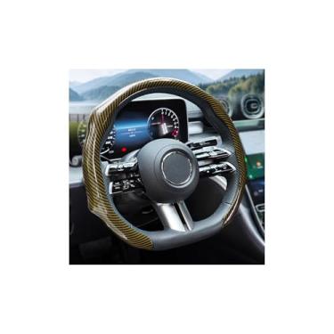Imagem de Osilly Capa de volante de carro, protetor de volante antiderrapante a laser de fibra de carbono frio de 36,8 a 38 cm, acessórios elegantes de proteção interna automotiva, universal para caminhão van