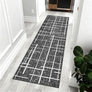 Imagem de TTelephant Tapete lavável 5 x 15 cm, listra cinza moderna envelhecida, tapete de corredor de cozinha antiderrapante, tecido fino sem galpão para entrada, cozinha, lavanderia - cinza