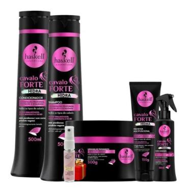 Imagem de Kit Shampoo + Cond 500ml+ Masc 300ml+ Protetor + Fluido Haskell Cavalo