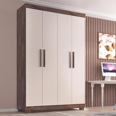 Imagem de Guarda Roupa Solteiro Lisboa 4 Portas 2 Gav Com Pés - Quarta Divisão M