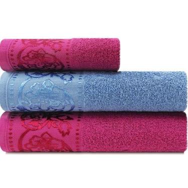 Imagem de Jogo de Toalhas 3 Peças Banho + Rosto Algodão Verona Atlântica - Emcom