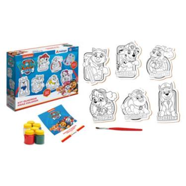 Imagem de Brinquedo Kit 6 Quadros para Colorir da Patrulha Canina 6 Tintas Guach