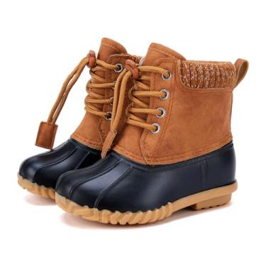 Imagem de BMCiTYBM Botas de neve para meninos e meninas pequenas, sapatos de inverno para clima frio ao ar livre, leves (bebês/crianças pequenas), Camelo múltiplo, 22