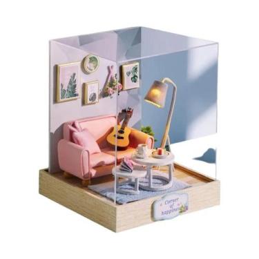 Imagem de Kit De Modelo De Casa De Bonecas 3D De Madeira Com Luz LED, Brinquedo 