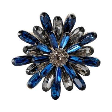 Imagem de Broches De Luxo Femininos Com Strass Em Formato De Flor, Alfinetes De 