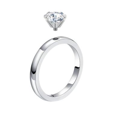 Imagem de Anel De Noivado Solitário Feminino De 1.5 CT Em Aço Inoxidável Com Zir