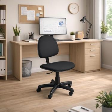 Imagem de Cadeira de Escritório Executiva Giratória Ergonômica com Tecido Preto, Espuma Injetada e Rodízios Antirriscos - Home Gourmet