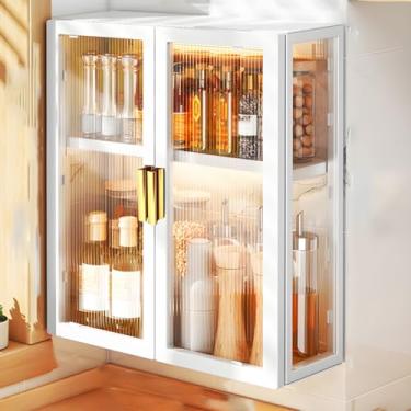 Imagem de Armários de remédios, cozinha, banheiro, armário de parede com porta transparente, organizador de armazenamento de parede, armário buffet sobre vaso sanitário, moldura de metal