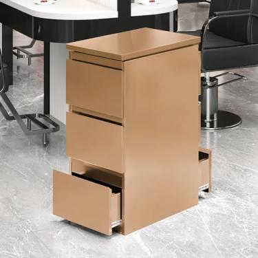 Imagem de Armário de armazenamento de salão de barbeiro de aço inoxidável – estação de estilo de 3 gavetas para cabeleireiros, spa de beleza e organização de ferramentas de tatuagem, armazenamento de