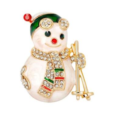 Imagem de Broche Feminino De Natal Com Strass, Design De Pinheiro, Maçã, Sino E 