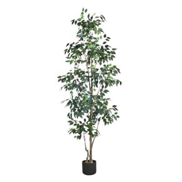 Imagem de HAIHONG Árvore artificial de 1,8 m com folhas realistas, planta de seda sintética realista para ambientes internos e externos para decoração de escritório em casa, sala de estar, varanda, decoração de