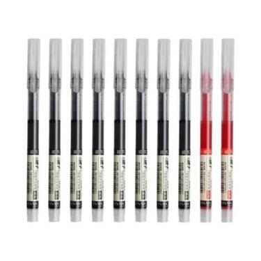 Imagem de Canetas Gel Tipo Agulha Pretas, Azuis E Vermelhas 10PCS, Material Esco