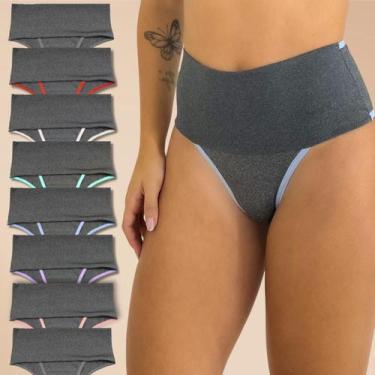 Imagem de Kit 8 Calcinhas Cós Alto Reforçado Modeladora Segura Barriga - Rupee F