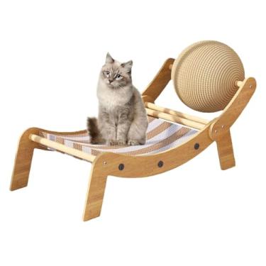 Imagem de Espreguiçadeira para gatos | Cama arranhadora para gatos | Tapete de prancha de rampa de rolagem para mesa ao ar livre, exercícios, uso interno, jardim, apartamento