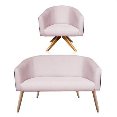 Imagem de Kit 01 Poltrona Giratória e 01 Namoradeira Stella Corano Preto CR04 co