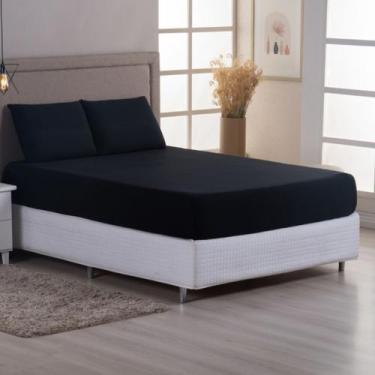 Imagem de Jogo de Lençol Queen 100% Algodão com Elástico Malha Macia 03 Peças Pr