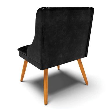 Imagem de Kit 2 Cadeiras Estofadas Para Sala De Jantar Pés Palito Lia Sintético Premium Preto - Ibiza