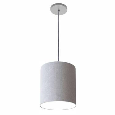 Imagem de Lustre Luminária Pendente Vivare Free Lux Pe-4103cz Cúpula Em Tecido 15x20cm Rustico-cinza Canopla Cinza E Fio Cristal