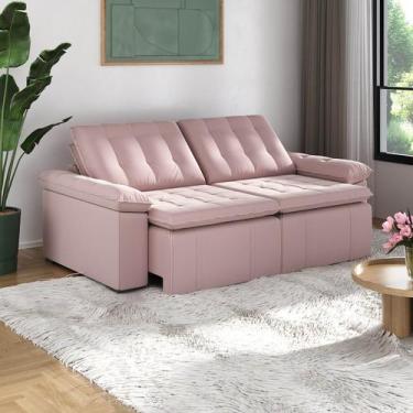 Imagem de Sofá Cama Retrátil e Reclinável 4 Lugares 240cm Veludo com Molas Palme