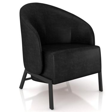 Imagem de Poltrona Decorativa Para Sala Living Pés Industrial Sierra K01 Couríssimo Preto - Lyam Decor