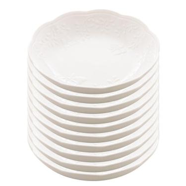 Imagem de Jogo 10 Prato Fundo Branco De Porcelana New Bone Butterfly Flower Flores 21cm Lyor