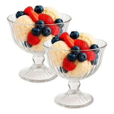 Imagem de Jogo De Sobremesa 2 Taças Vidro Transparente Melina Mini Bowl Com Pé 200ml Haüskraft