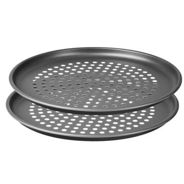 Imagem de Kit 2 Assadeiras Para Pizza Alumínio 30cm Furada Brasil Grafite Tramontina 20076030