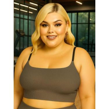 Imagem de Sutiã Plus Size Tecido Canelado Top Grande - c1 - FELÍCIA, Cinza, 54