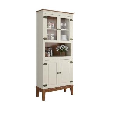 Imagem de Cristaleira de Madeira Maciça 4 portas - Apaixone&Decore, Off White - 